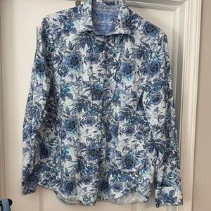 Robert Graham Blue and White Floral Shirt
